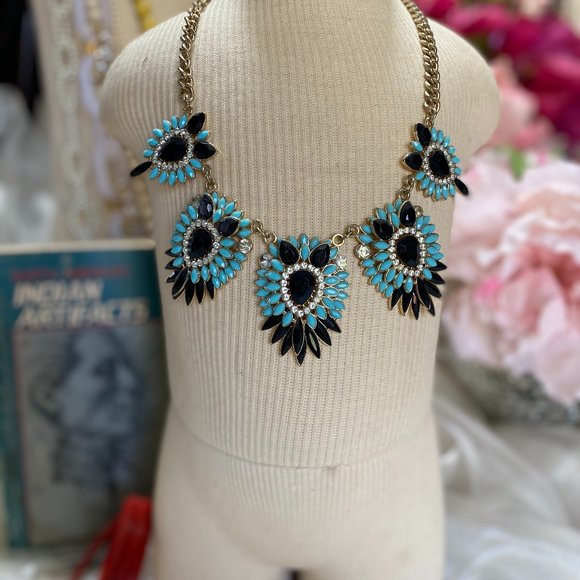 Black | Turquoise Glam Necklace - Picture 1 of 1
